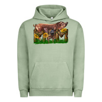Pigment Oil Green Western Mom With Duroc Pig And Baby Pig Urban Hoodie - LillyAllenDesigns