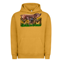 Pigment Peanut Butter Western Mom With Duroc Pig And Baby Pig Urban Hoodie - LillyAllenDesigns