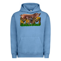Pigment Pebble Blue Western Mom With Duroc Pig And Baby Pig Urban Hoodie - LillyAllenDesigns
