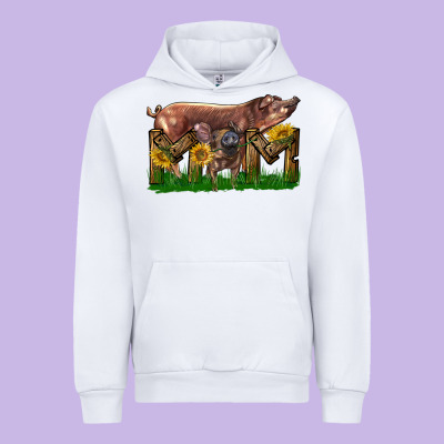Western Mom With Duroc Pig And Baby Pig Urban Hoodie Designed By Lillyallendesigns