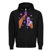 Black Purple Afro Girl Sneakers and Heels Zipper Hoodie - texasbilliewilder