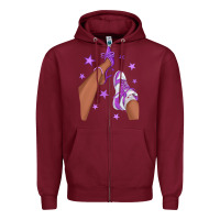 Burgundy Purple Afro Girl Sneakers and Heels Zipper Hoodie - texasbilliewilder