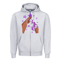 Heather Grey Purple Afro Girl Sneakers and Heels Zipper Hoodie - texasbilliewilder