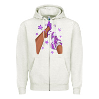 Oatmeal Heather Purple Afro Girl Sneakers and Heels Zipper Hoodie - texasbilliewilder