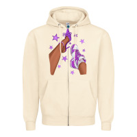 Sandshell Purple Afro Girl Sneakers and Heels Zipper Hoodie - texasbilliewilder