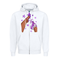 White Purple Afro Girl Sneakers and Heels Zipper Hoodie - texasbilliewilder