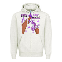 Oatmeal Heather Purple I Have Two Moods Afro Girl Sneakers Zipper Hoodie - texasbilliewilder