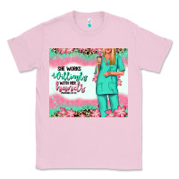 Bubblegum Pink she works willingly with her hands blonde nurse Classic Tee - RanaPortraitStore
