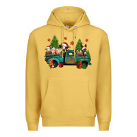Antique Gold christmas farm animals truck Premium Hoodie - Jasminsmagicworld