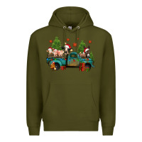 Army Green christmas farm animals truck Premium Hoodie - Jasminsmagicworld