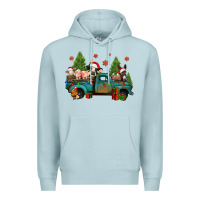 Blue Mist christmas farm animals truck Premium Hoodie - Jasminsmagicworld