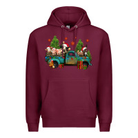 Burgundy christmas farm animals truck Premium Hoodie - Jasminsmagicworld
