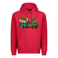 Cardinal christmas farm animals truck Premium Hoodie - Jasminsmagicworld