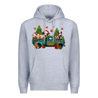 Heather Grey christmas farm animals truck Premium Hoodie - Jasminsmagicworld