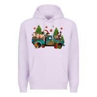 Lilac christmas farm animals truck Premium Hoodie - Jasminsmagicworld
