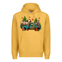 Mustard christmas farm animals truck Premium Hoodie - Jasminsmagicworld