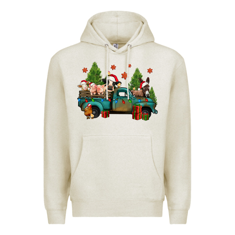Christmas Farm Animals Truck Premium Hoodie by Jasminsmagicworld | Teevron