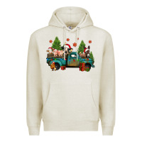 Oatmeal Heather christmas farm animals truck Premium Hoodie - Jasminsmagicworld