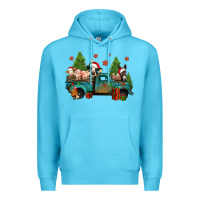 Ocean Blue christmas farm animals truck Premium Hoodie - Jasminsmagicworld