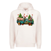 Pale Pink christmas farm animals truck Premium Hoodie - Jasminsmagicworld