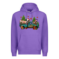 Purple christmas farm animals truck Premium Hoodie - Jasminsmagicworld