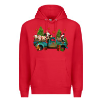 Red christmas farm animals truck Premium Hoodie - Jasminsmagicworld