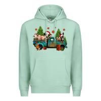 Seafoam christmas farm animals truck Premium Hoodie - Jasminsmagicworld