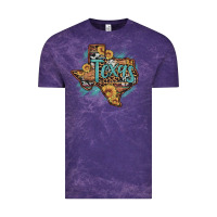 Cloud Purple leopard cowhide sunflower texas map Vintage Tee - Artiststas