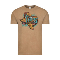 Vintage Coffee leopard cowhide sunflower texas map Vintage Tee - Artiststas