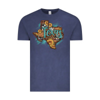 Vintage Denim leopard cowhide sunflower texas map Vintage Tee - Artiststas