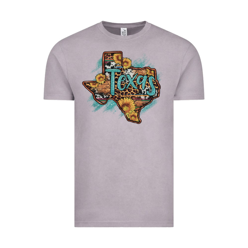 Leopard Cowhide Sunflower Texas Map Vintage Tee by Artiststas | Teevron