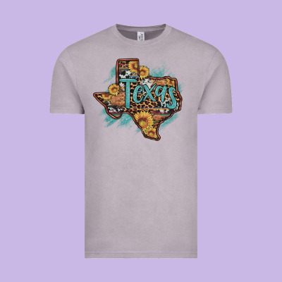 Leopard Cowhide Sunflower Texas Map Vintage Tee Designed By Artiststas