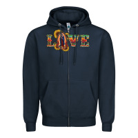 Navy Love Lady Of Guadalupe Zipper Hoodie - RanaPortraitStore
