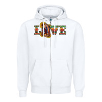 White Love Lady Of Guadalupe Zipper Hoodie - RanaPortraitStore