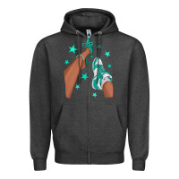 Charcoal Heather Teal Afro Girl Sneakers and Heels Zipper Hoodie - texasbilliewilder