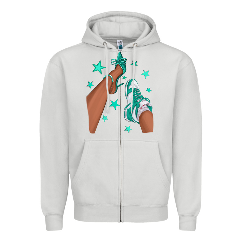 Teal Afro Girl Sneakers And Heels Zipper Hoodie by texasbilliewilder | Teevron