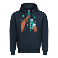 Navy Teal Afro Girl Sneakers and Heels Zipper Hoodie - texasbilliewilder