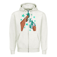 Oatmeal Heather Teal Afro Girl Sneakers and Heels Zipper Hoodie - texasbilliewilder