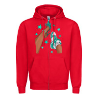 Red Teal Afro Girl Sneakers and Heels Zipper Hoodie - texasbilliewilder
