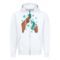 White Teal Afro Girl Sneakers and Heels Zipper Hoodie - texasbilliewilder