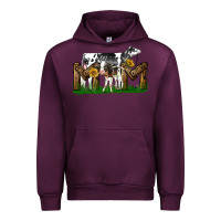Mauve Wine Western Holstein Cow And Baby Cow Mom Urban Hoodie - LillyAllenDesigns