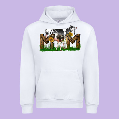 Western Holstein Cow And Baby Cow Mom Urban Hoodie Designed By Lillyallendesigns