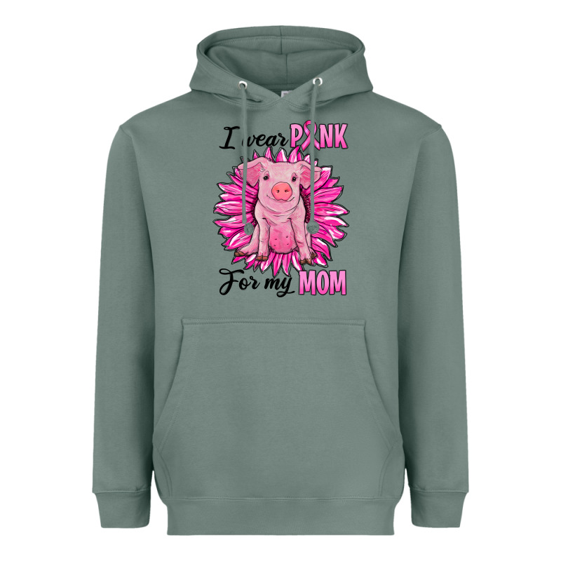 I Wear Pink For My Mom Pig Heavyweight Hoodie by RanaPortraitStore | Teevron
