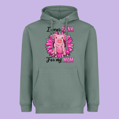 I Wear Pink For My Mom Pig Heavyweight Hoodie Designed By Ranaportraitstore