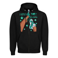 Black Teal I Have Two Moods Afro Girl Sneakers Zipper Hoodie - texasbilliewilder