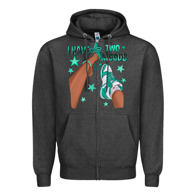 Teal I Have Two Moods Afro Girl Sneakers Zipper Hoodie by texasbilliewilder | Teevron
