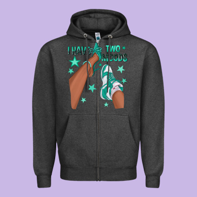Teal I Have Two Moods Afro Girl Sneakers Zipper Hoodie Designed By Texasbilliewilder