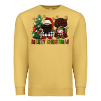 Antique Gold merry christmas buffalo afro gnomies Premium Sweatshirt - FaDigitalArtStudio
