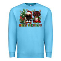Ocean Blue merry christmas buffalo afro gnomies Premium Sweatshirt - FaDigitalArtStudio
