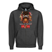 Charcoal Heather american football mom red and silver afro messy bu Zipper Hoodie - texasbilliewilder